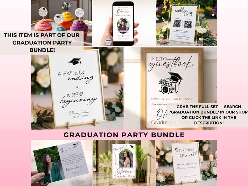 Graduation Party Welcome Sign with Photo, Editable Canva Template, Custom Grad Decor Poster, Printable Personalized Board, Class of 2026 image 9