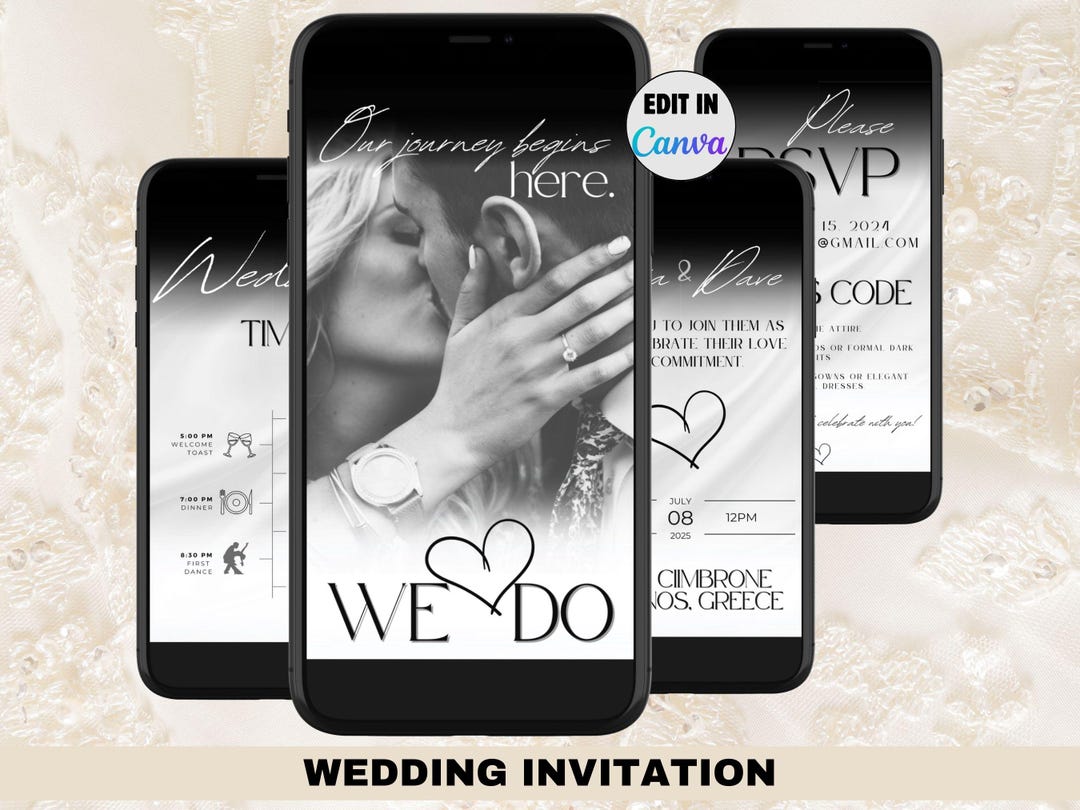 Digital Animated Wedding Invitation- Editable DIY RSVP Invite ...
