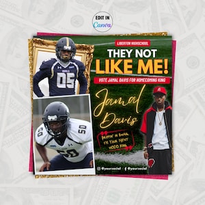 Homecoming Flyer Boy Canva Template- Vote Football HOCO King, Prom Election Campaign, Editable Social Media Instagram Post, Digital Download