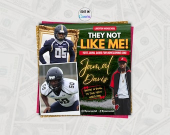 Homecoming Flyer Boy Canva Template- Vote Football HOCO King, Prom Election Campaign, Editable Social Media Instagram Post, Digital Download