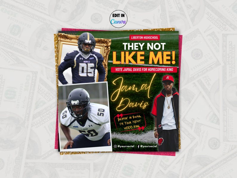 Flyer Boy Homecoming Flyer Boy Canva Template- Vote Football HOCO King, Prom ...