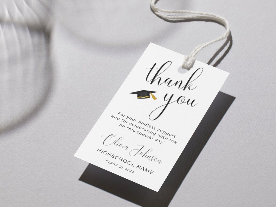 Editable Graduation Favor Tags Template Printable Grad Thank You Tag ...