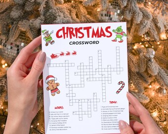 Weihnachts-Kreuzworträtsel: Druckbares Spiel für die Weihnachtsfeier, Weihnachtsspaß für die ganze Familie im Klassenzimmer, PDF-Download