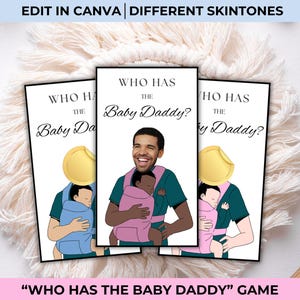 Who Has The Baby Daddy Baby Shower Game- Editable Celebrity Scratch Off Game, Printable Find the Dad Game Cards- Canva Template Download