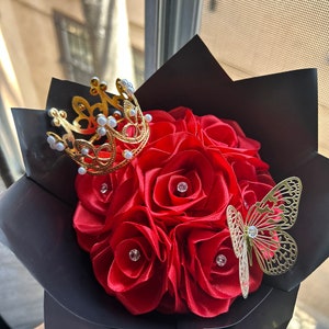 Eternal Roses Bouquet Forever Roses Ribbon Roses Anniversary Gift ...