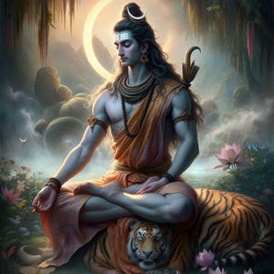 God Shiva, Meditating - for Printable Art Work - Spiritual Hindu Art for Instant Download