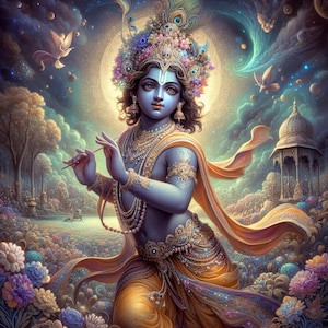 Young God Krishna  – for Printable Artwork – Spiritual Hindu Art for Instant Download