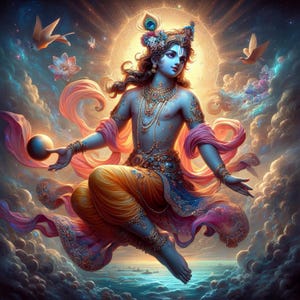 Young God Krishna  – for Printable Artwork – Spiritual Hindu Art for Instant Download