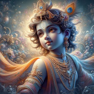 Young God Krishna  – for Printable Artwork – Spiritual Hindu Art for Instant Download