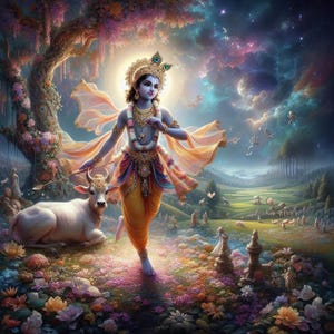 Young God Krishna  – for Printable Artwork – Spiritual Hindu Art for Instant Download