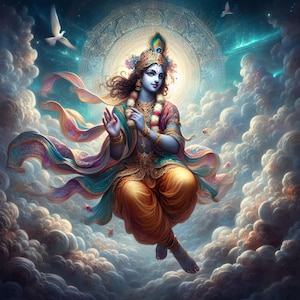 Young God Krishna  – for Printable Artwork – Spiritual Hindu Art for Instant Download