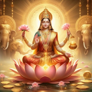 Goddess Lakshmi Print: Hindu Spiritual Art (Digital Download
