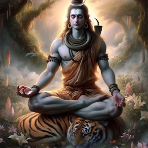 God Shiva, Meditating - for Printable Art Work - Spiritual Hindu Art for Instant Download