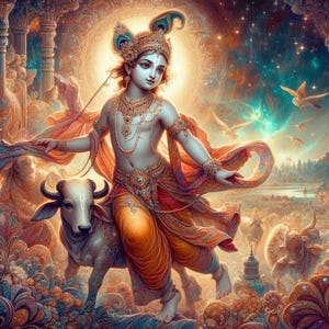 Young God Krishna  – for Printable Artwork – Spiritual Hindu Art for Instant Download