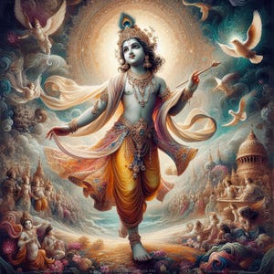 Young God Krishna  – for Printable Artwork – Spiritual Hindu Art for Instant Download