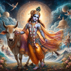 Young God Krishna  – for Printable Artwork – Spiritual Hindu Art for Instant Download