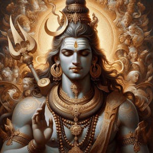 Lord Shiva Blessing Wall Art – Hindu Spiritual Print for Protection & Harmony