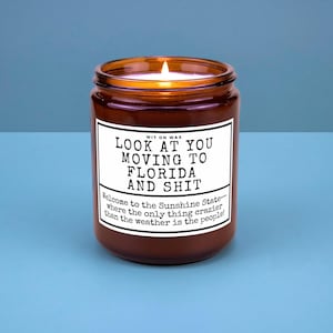 Floride Cadeau de déménagement pour un ami de la famille Déménagement Nouveau travail Nouvelle vie Cadeau de pendaison de crémaillère Bougie de soja Regardez-vous Déménager en Floride