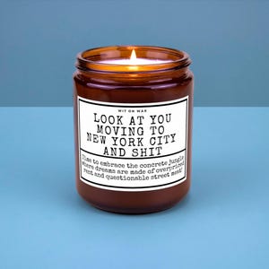 New York City Moving Gift for Friend Family Moving New Job New Life Hand-Poured Soy Candle Look At You Moving To New York City