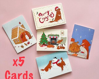 Pack 5 Toller Christmas Cards-  choose your designs