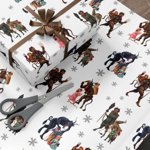 Krampus Wrapping Paper Goth Christmas Gift Wrap Funny Wrapping Paper Vintage Christmas Wrapping Paper Merry Krampus Krampuslauf Horror Gift