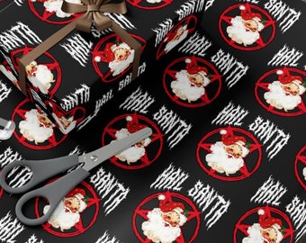 Hail Santa Funny Christmas Wrapping Paper Retro Santa Wrapping Paper Goth Christmas Gift Wrap Merry Gothmas Horror Gift Wrap Creepmas Gift