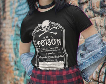 Goth Girl Shirt Vintage Halloween Tee Victorian Poison Shirt Horror Lover Gift Skull Crossbones Tee Arsenic Spooky Season Gothic Witchy
