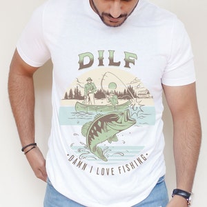 DILF Damn I Love Fishing Mens Short Sleeve T-shirt - Dad I'd