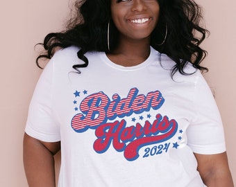 Biden Harris 2024 Shirt Groovy Retro Election Election 2024 Tee Joe Biden Shirt Vote Democrat Shirt Vote Blue Feminist Shirt Plus Size