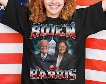 Biden Harris 2024 Shirt Vintage Retro 90s Bootleg Shirt Vote Joe Biden for President Democrat Shirt 2024 Political Election Plus Size
