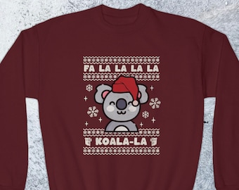 Kids Ugly Christmas Sweater Fa La La Koala Funny Christmas Sweatshirt Koala Lover Gift Kawaii Koala Youth Crewneck Holiday Sweatshirt