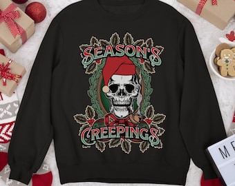 Funny Christmas Shirt Seasons Creepings Sweatshirt Merry Gothmas Shirt Goth Christmas Sweater Skeleton Santa Shirt Horror Gift Plus Size