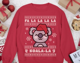 Ugly Christmas Sweater Fa La La Koala Funny Christmas Sweatshirt Koala Lover Gift Cute Koala Shirt Australia Gift Kawaii Koala Plus Size
