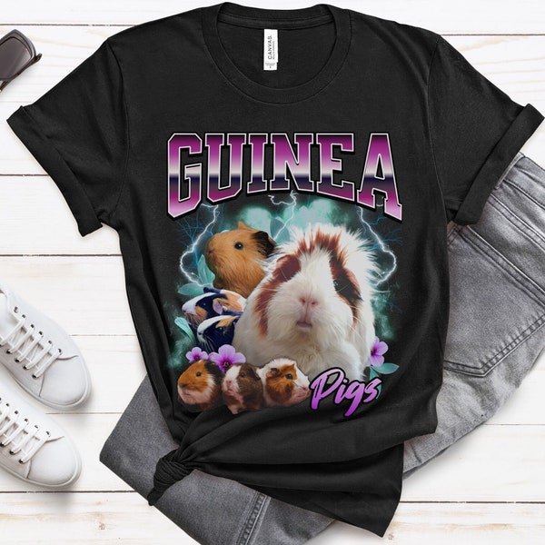 Funny Guinea Pig Shirt Vintage Retro 90s Bootleg Shirt Guinea Pig Lover Gift Funny Animal Tees Cute Guinea Pig Mama Gift Rap Tee Plus Size