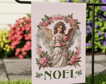 NOEL Christmas Flag Vintage Angels Flag Religious Christmas Flag Christian Holiday Decor Double Sided Outdoor Flag Jesus Yard Sign