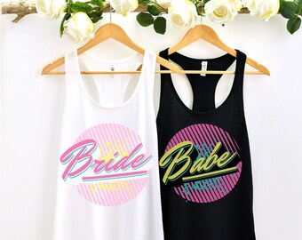 80's Bachelorette Tanks 90s Bride Tank Top Retro Bachelorette Shirt 90s Bachelorette Party Bach to the 90's Cute Team Bride Racerback Tanks