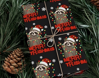 Funny Christmas Wrapping Paper Merry Trashmas Raccoon Wrapping Paper Wrap Trash Panda Gift Wrap Funny Christmas Animal Wrapping Paper Kids