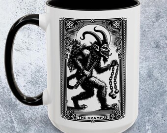 Krampus Christmas Mug Vintage Tarot Card 11 15 oz Mug Funny Goth Christmas Gift Spooky Xmas Horror Lover Gift Merry Krampus Witchy Gift