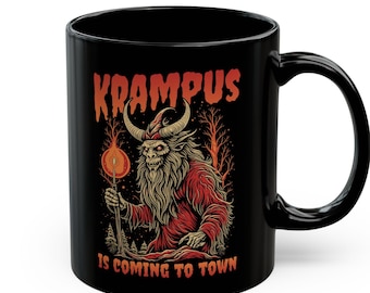 Krampus Mug Seasons Creepings Merry Krampus is Coming Funny Black Christmas Mug Goth Christmas Horror Lover Witchy Gifts Gothmas Emo