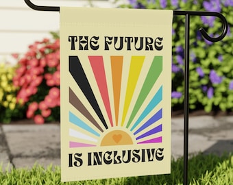 The Future is Inclusive LGBTQIA Gay Pride Garden Flag Queer Rights Rainbow Flag Ally Yard Sign Progress Flag BIPOC Lesbian Trans Flag