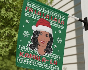 Funny Christmas Garden Flag Fa La La Kamala Ugly Christmas Sweater Flag Kamala Harris Yard Sign Feminist Flag Christmas Decor Porch Sign