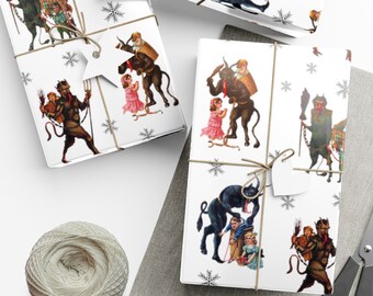 Krampus Wrapping Paper Goth Christmas Gift Wrap Funny Wrapping Paper Vintage Christmas Wrapping Paper Merry Krampus Krampuslauf Horror Gift