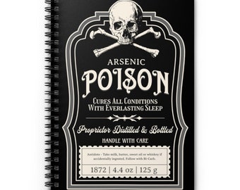 Gothic Notebook Poison Vintage Halloween Gift Spiral Notebook 6X8 Ruled Line Journal Spooky Horror Lover Gift Goth Dark Academia Spell Book