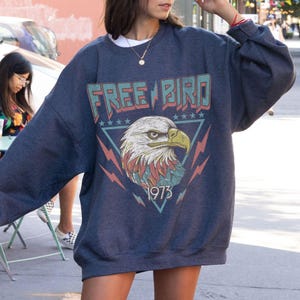 Free Bird Shirt Retro Music Shirt 1973 Old School Band Sweatshirt America Eagle Retro 70s Vintage Hoodie Freedom Southern Rock 70s 80s
