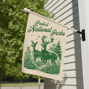 Proteja los parques nacionales, bandera de jardín, señal de resistencia, apoyo a los trabajadores federales, bandera, ciervo, salva a los guardabosques, anti-Trump, empleado del gobierno, FDT