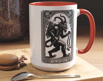 Krampus Christmas Mug Vintage Tarot Card 11 15 oz Mug Funny Goth Christmas Gift Spooky Xmas Horror Lover Gift Merry Krampus Witchy Gift