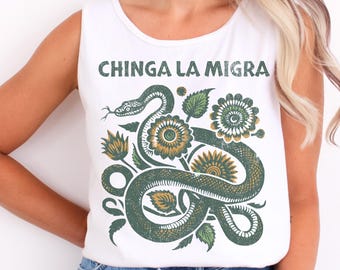 Immigrant Rights Tank Top Comfort Colors Chinga La Migra Anti Trump Shirt Abolish ICE Anti Fascism Chinga tu Migra Resist  Protest T
