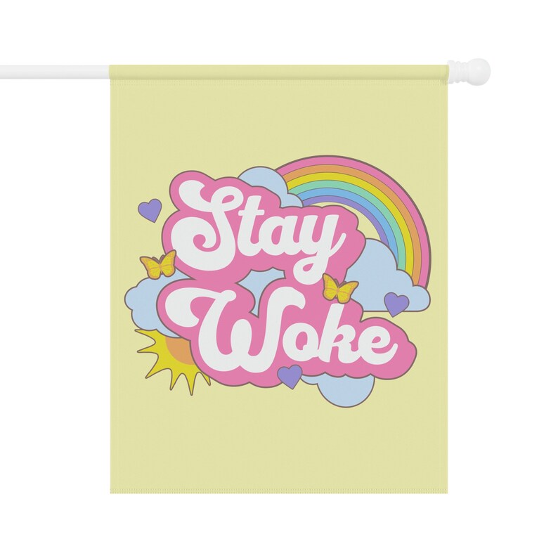 Stay Woke Anti Trump Flag LGBTQIA Flag Resist Flag Cute Kawaii Funny House Banner Trans Gay Rights Rainbow Anti Densantis Liberal Yard Sign image 6