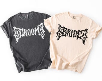 Matching Halloween Couples Shirt Comfort Colors Bride Groom Engaged Shirt Spooky Wedding Gift Shirt Goth Tees Heavy Metal Newlywed Til Death