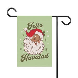 Feliz Navidad Garden Flag Spanish Christmas House Banner Brown Santa Decor Vintage Christmas Flag Mexican Santa Yard Decor Latinx Santa image 7